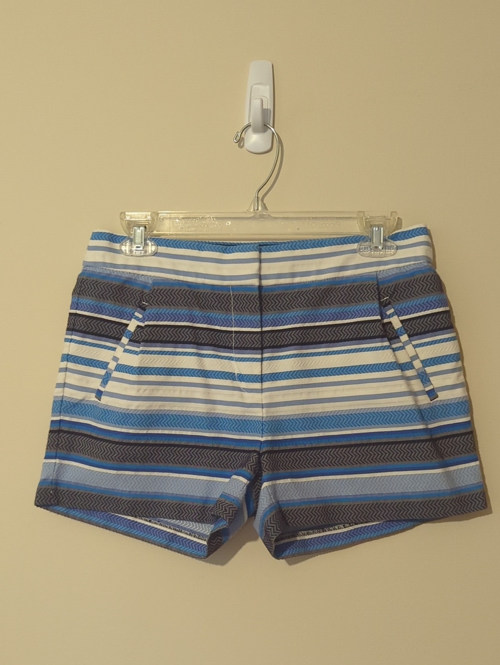 J. Crew Blue and White Striped Shorts Tailored Fit Black Label Size 2